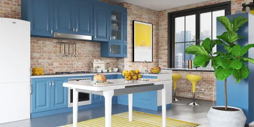 Blue and Yellow Kitchen