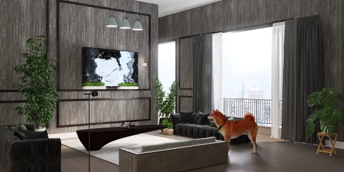 living room with balcony 