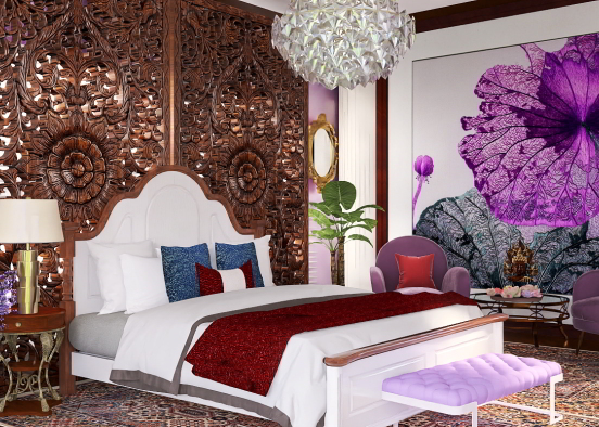 Purple Bedroom Design Rendering