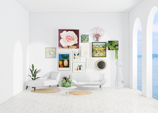 White room with art Design Rendering
