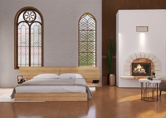 Bedroom w fireplace Design Rendering