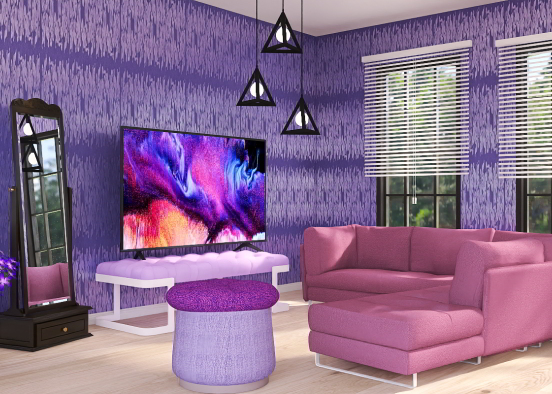 Purple Living Room Design Rendering