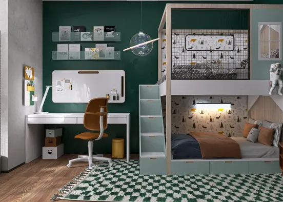 Calm kids bedroom subtle astronaut theme Design Rendering