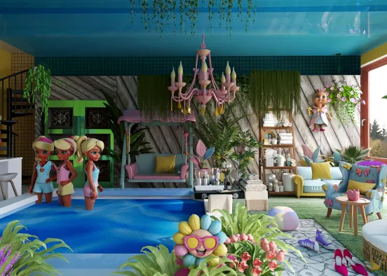 # Barbie's indoor pool party Renderização de Design