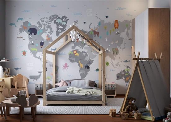 Kiddies Pitstop Bedroom  Design Rendering