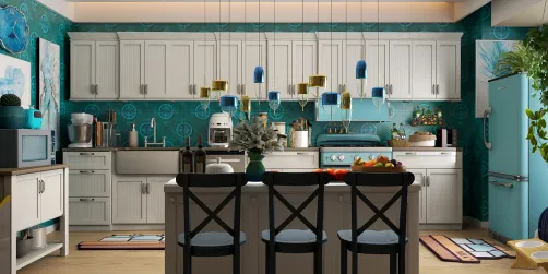 Retro Baby Blue Kitchen 🩵