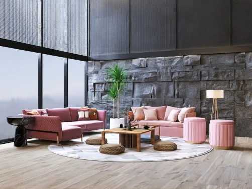 Pink black White livingroom 