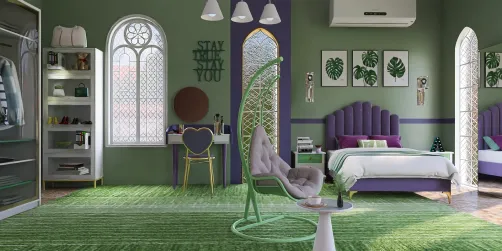 Purple and green bedroom💚💜
