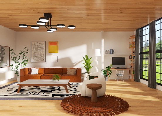 Scandinavian Living Space Design Rendering