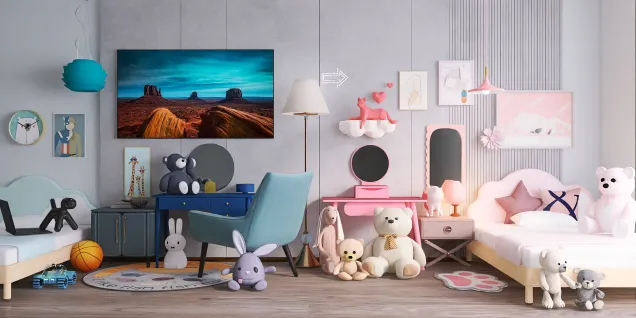 boy and girl room! blue♡pink 💙💕