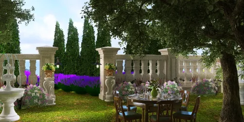 Lunch in the lavender garden, Provence