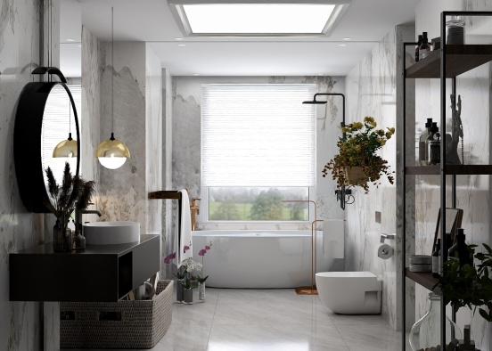 White marble bathroom idea 💡 Design Rendering