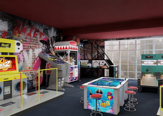 Graffiti Arcade Room Design Rendering