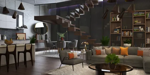 Sleek and modern dark wood high rise 