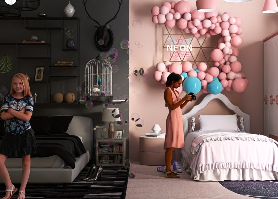 Black and pink room Design Rendering