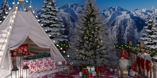 Christmas on the cabin deck