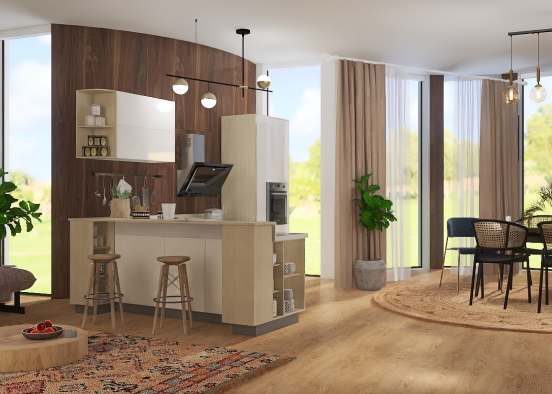Functional kitchen and dining Design Rendering