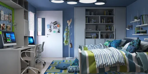 Blue Dorm Room