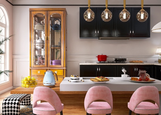 Pink kitchen  Design Rendering