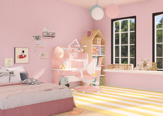 Cute kids bedroom Design Rendering