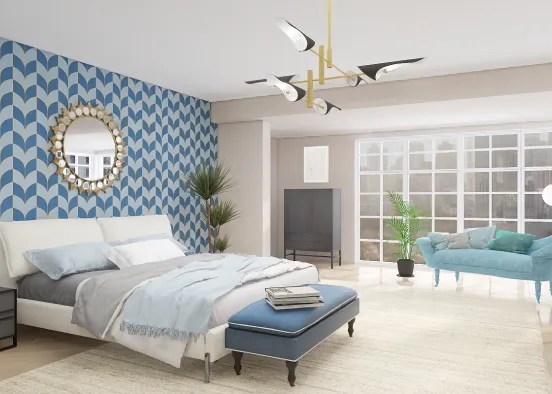 blue bedroom Design Rendering