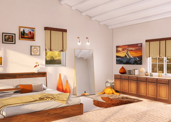 cabin bedroom in October  Design Rendering