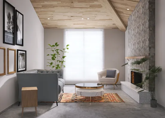 Trendy living room Decor Design Rendering