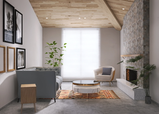 Trendy living room Decor Design Rendering