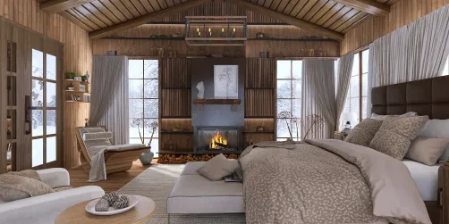  Cozy Rustic Bedroom with Fireplace