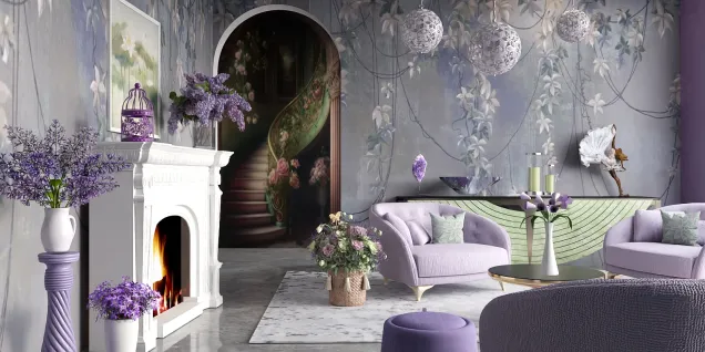 Lavender and green sitting room