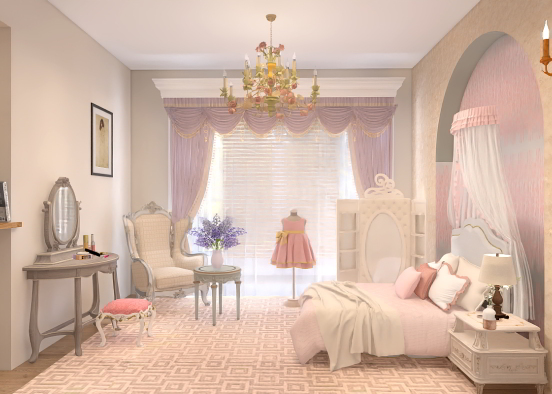 classic princess bedroom Design Rendering