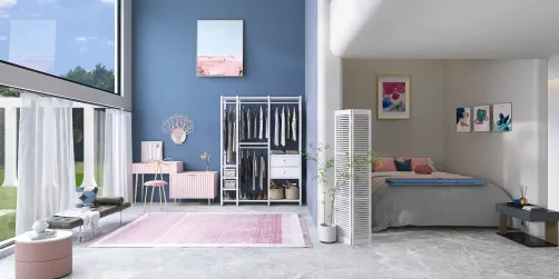 Blue and Pink Bedroom