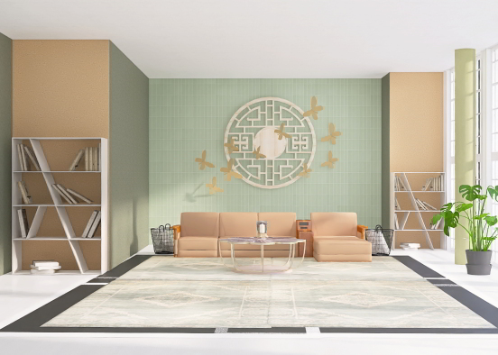 Sage Green Boho/modern Living Design Rendering