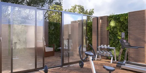 outdoor sitting and gym