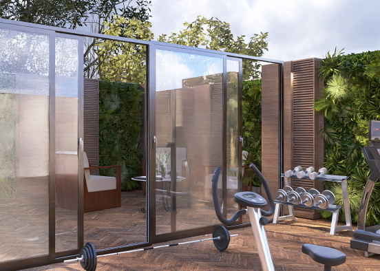 outdoor sitting and gym Design Rendering