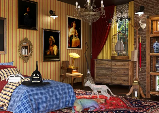 # Harry's Gryffindor bedroom  Renderização de Design