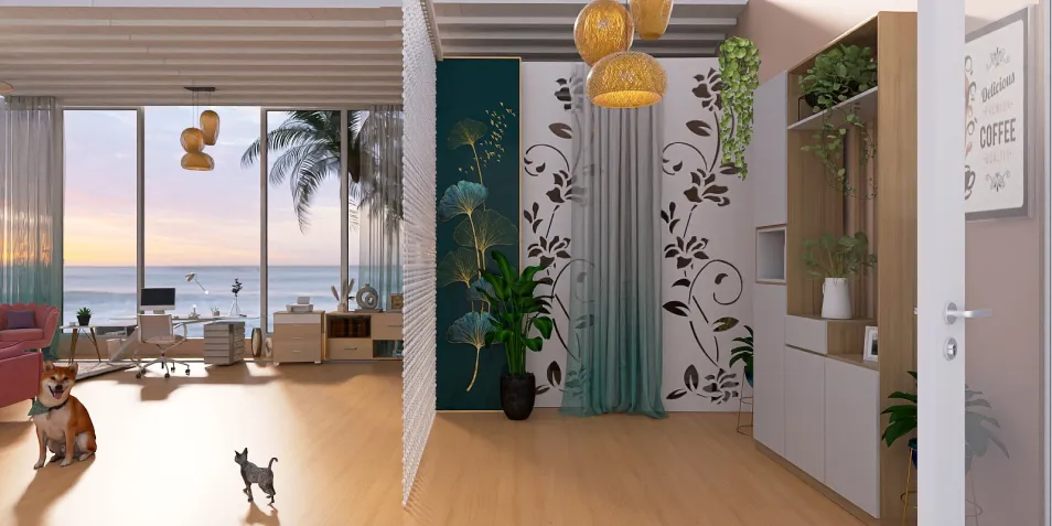 spacious living room with furniture arrangement showcasing a modern style and an inviting atmosphere, designed using Homestyler's real-time 3D rendering feature.