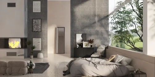 brutalist zen bedroom