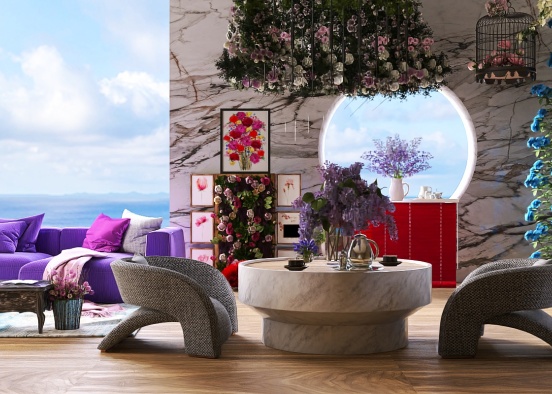 Malibu Floral and Herbal Tea Room Design Rendering