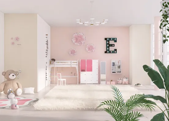 Pink Themed Kid's/Teen's Bedroom Design Rendering