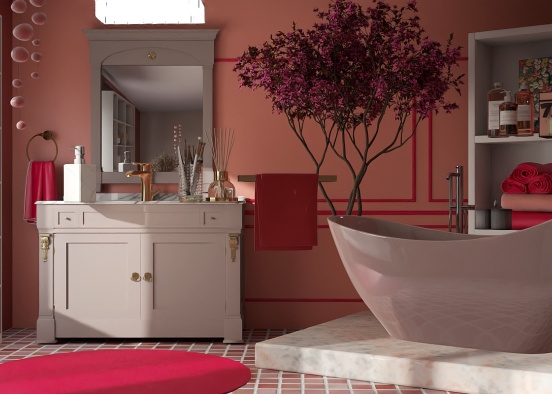 The pink Bathroom Design Rendering