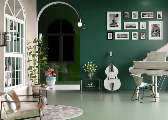 White and green room inspired. Arch opening   Design Rendering