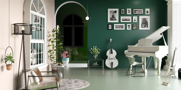 White and green room inspired. Arch opening  