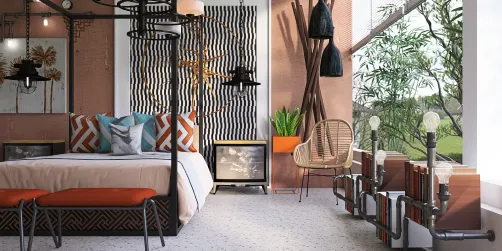 Industrial theme bedroom 