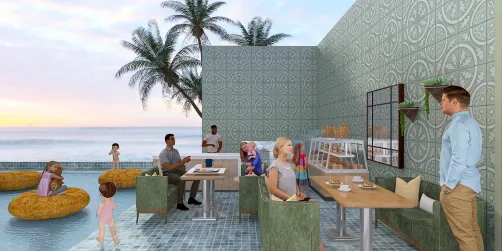 At the pool cafe