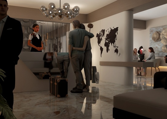 Boutique Hotel Lobby  Design Rendering