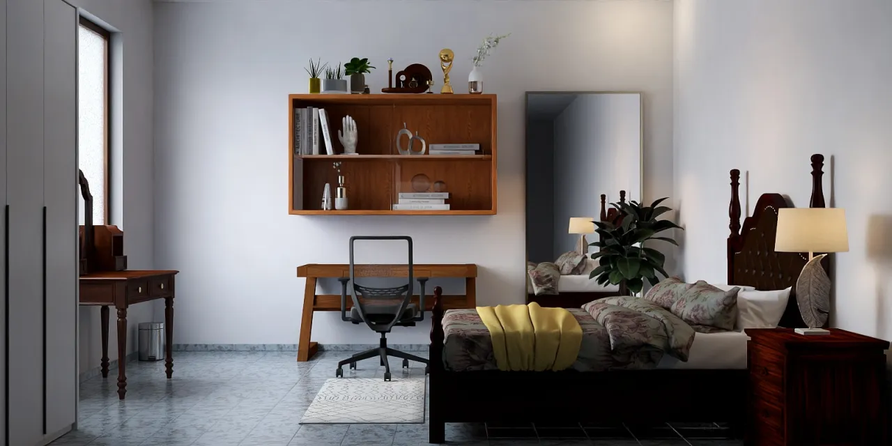 a living room with a table and chairs 