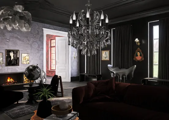 Dark Victorian Lounge  Design Rendering