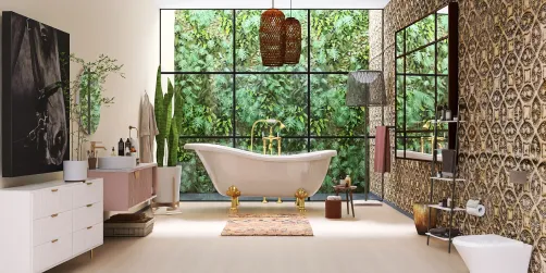 Antique, rustic and nature inspired bathroom 