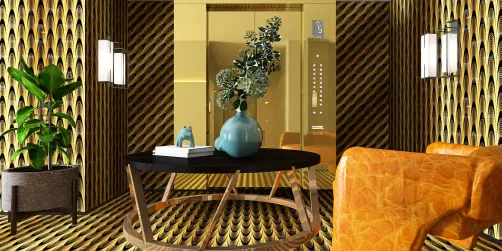 Art Deco. Waiting for the elevator 